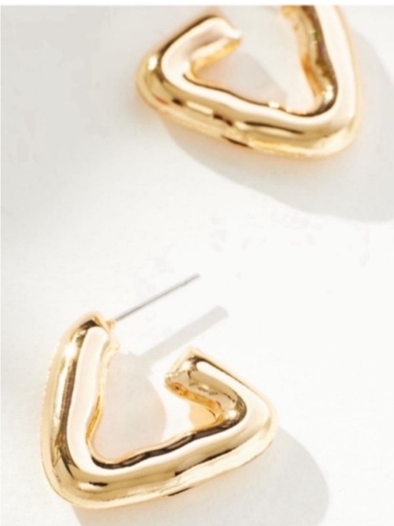 New! Gold Triangle Huggie Hoop Earrings (1045) Nwot